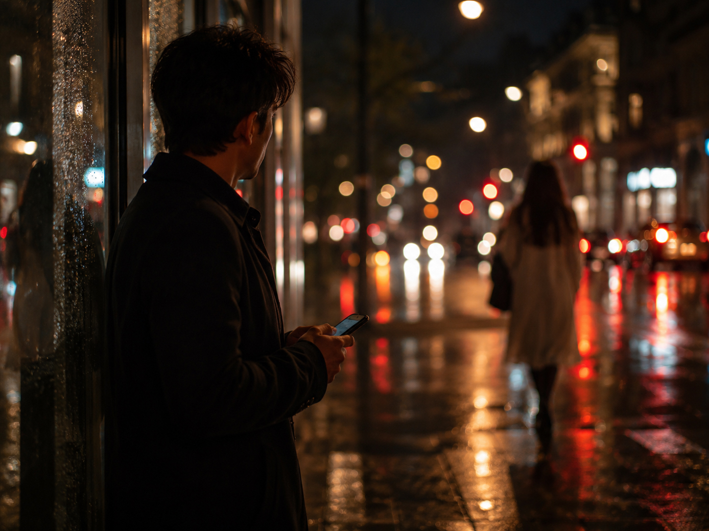 夜に電話をかけようとする手元