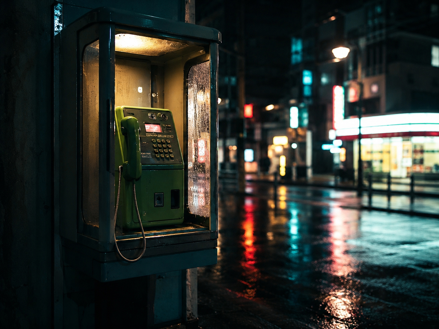夜の日本の公衆電話